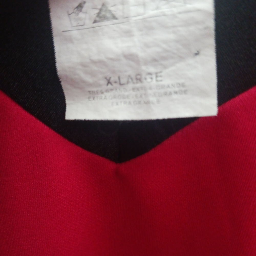 Red Long Sleeve Dress with Black Trim - Picture 4 of 9